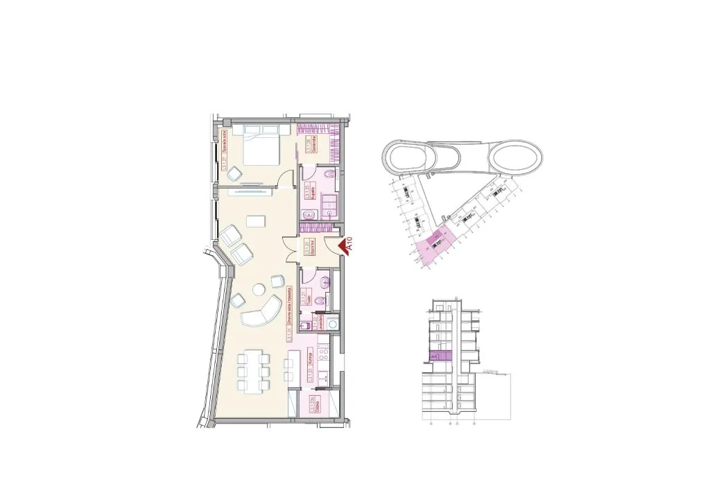 Floor plan of a one-bedroom apartment for rent in Montenegro