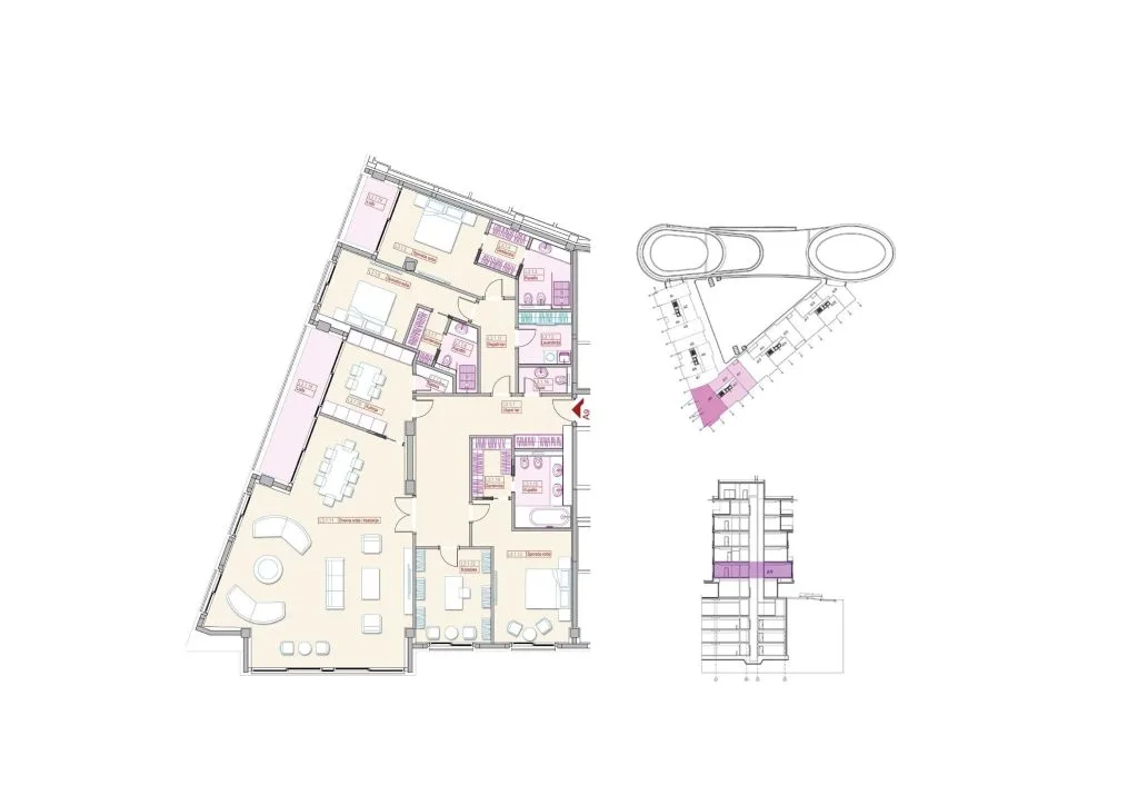 Modern three-bedroom apartment for rent in Montenegro, offering a spacious living area and multiple balconies. Perfect for a family seeking comfort and style.